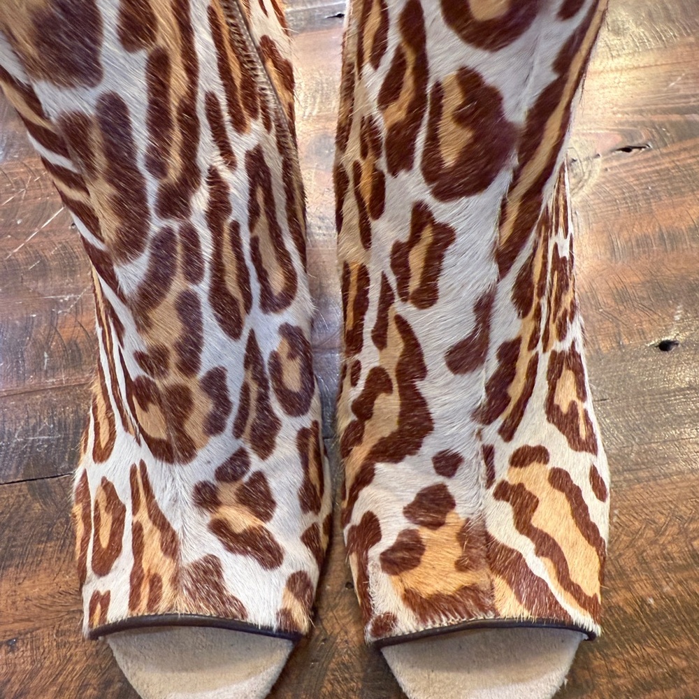 Naughty Monkey Animal Print Peep Toe Booties